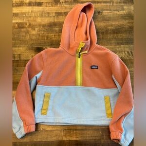 Patagonia Kids Fleece Hoodie in Peach and Light Blue
